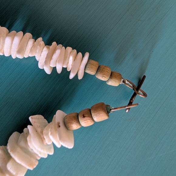 Vintage Cream White and Pink Shell Chip Puka Necklace Choker Beachy Boho 80s - Picture 7 of 7